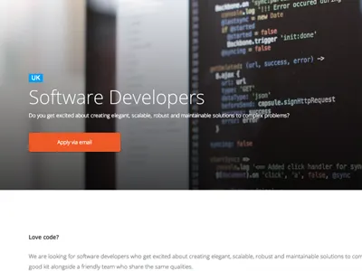 Developers Job page app clean code css css3 design developers html jobs modern photo web webdesign website white