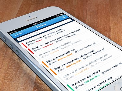 ManagePlaces: Tasks (List View) - Concept 1 apple experience interface ios iphone list nav navigation search task to do ui user ux