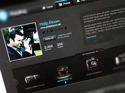 PP User Profile avatar biography button canon equipment expand favorite follow gallery menu photo photography picture pin polaroid professional profile rate share social sort star user user page videos views web website