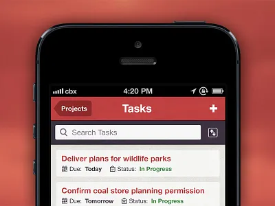 ManagePlaces: Tasks (List View) - Concept 2 apple experience interface ios iphone list nav navigation search task to do ui user ux