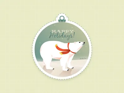 Happy Holidays! christmas ornament polar bear postcard