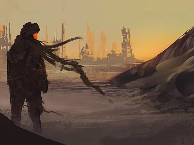 Sci-fi sketch concept art illustration