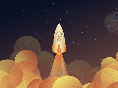 Rocket Rebound illustration launch planet rocket sky smoke