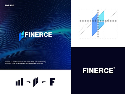 Finerce Trading Logo agency blockchain branding commerce crypto decentralised finance geometric graph icon identity letter based lettering logo minimal modern pattern symbol trade trading