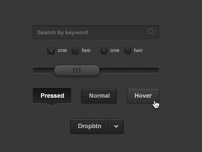 Little dark ui set 2.0 bottons dark free psd scroll ui