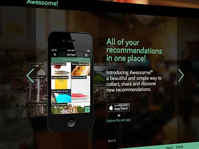 Skewed shot of a landing page. awesome awessome clean feed nav simple ui ux