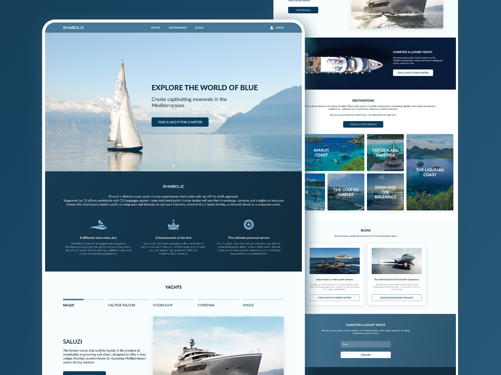 yacht landing page