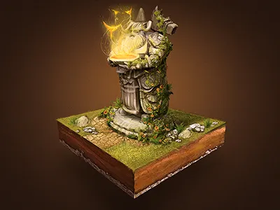 Deity axe bird character cute dwarf fantasy fire game glow grass illustration light magic pencil phoenix rusty shine sketch small stone texture tile
