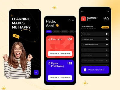 Education App UI Kit Free Figma app application design education education app figma download figma freebies free figma download freebies illustration mobile app mobile design ui ui design ui ux web app