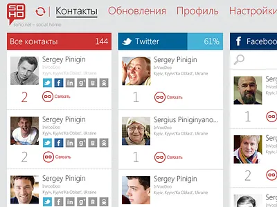 Social networks aggregator metro soho.net windows8