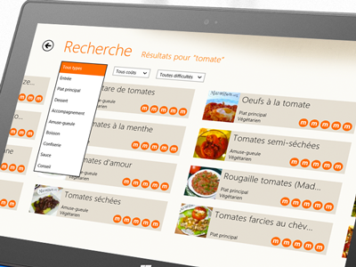 Marmiton W8 Search cook marmiton metro modern recipe search surface ui w8 windows