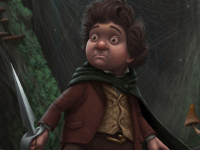 Bilbo Baggins in Mirkwood bilbo baggins forest mirkwood mushroom spiders sting the hobbit there and back again webs