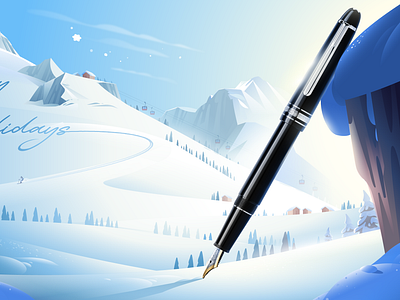 Montblanc - Happy Holidays design happy holidays illustration landscape montblanc scenery vector winter