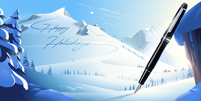 Montblanc - Happy Holidays design happy holidays illustration landscape montblanc scenery vector winter