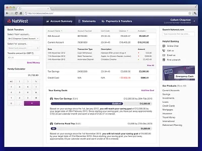 Responsive Natwest Redesign (Retina) #2 accounts bank banking blue design goals interface minimal minimalist natwest numbers purple redesign responsive savings ui user experience user interface ux web