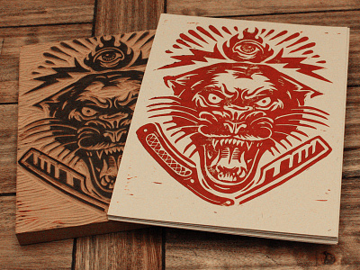 Electric Panther - Block Print americana art block print castle derrick derrick castle design drawing graphic design illustration ink linoblock nashville nashvillemafia panther straight razor straw castle woodblock