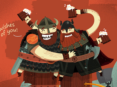 Drunk Vikings "2013 wishes" ale barrel beer card drunk happy medieval new year rpg troll viking weapons wishes