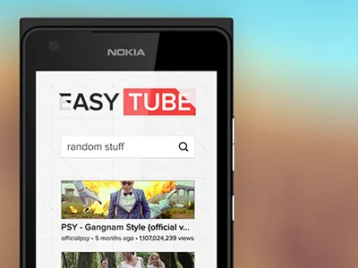 Easy Tube, Search results view concept results search video windows phone wp8 youtube