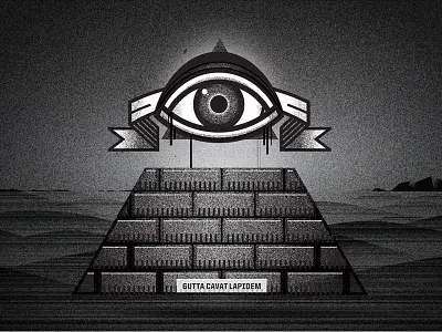 All Seeing All Knowing black design eye greyscale illustration latin logo pyramid texture white