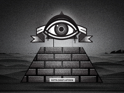 All Seeing All Knowing black design eye greyscale illustration latin logo pyramid texture white