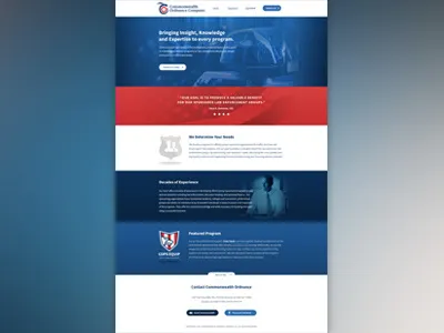 'Merica america blue landing page one page page police red web web design web site website white