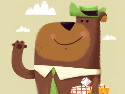 Yogi basket bear cartoon food illustration woods