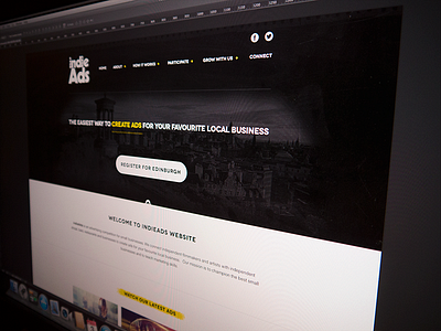 Indieads black blackwhite clean design events graphic homepage layout minimalistic ui user interface web web design website website design white