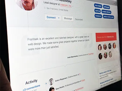 Profile page [wip] blue connect connections cv experience grey job people profile red redesign ui ux web website work