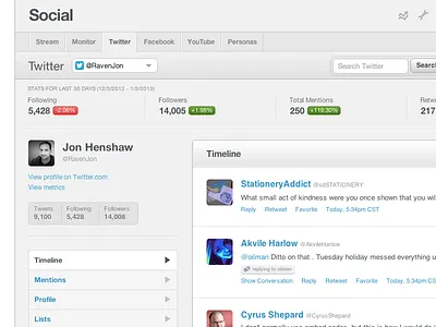 Raven Social UI revamp social twitter ui webapp