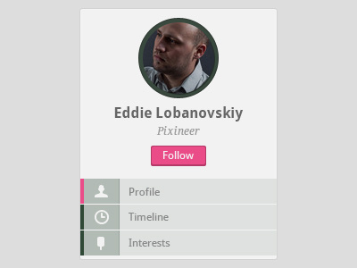 Mini Profile avatar clean gui interface design modern profile ui web 2.0 widget