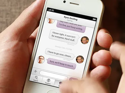 iPhone Chat buttons chat clean icon icons input ios iphone purple ryan gosling tom hardy ui ux white