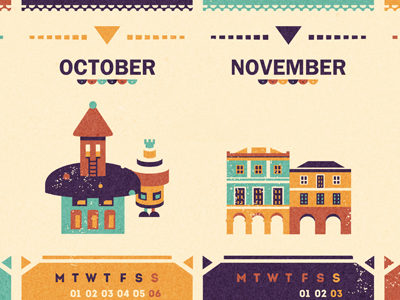 Calendar 2013 adline april august brassai calendar day house houses illustration january july june may month november roof spring summer town week weeks window winter