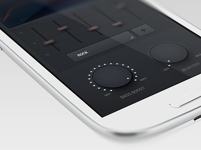 Visual Equalizer 3d android app bass boost button buttons clean concept controls effect eq equalizer groove icon icons interface knob led level music slider smooth sound toggle treble ui wave