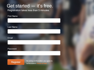 Landing footer homepage landing register registration sports