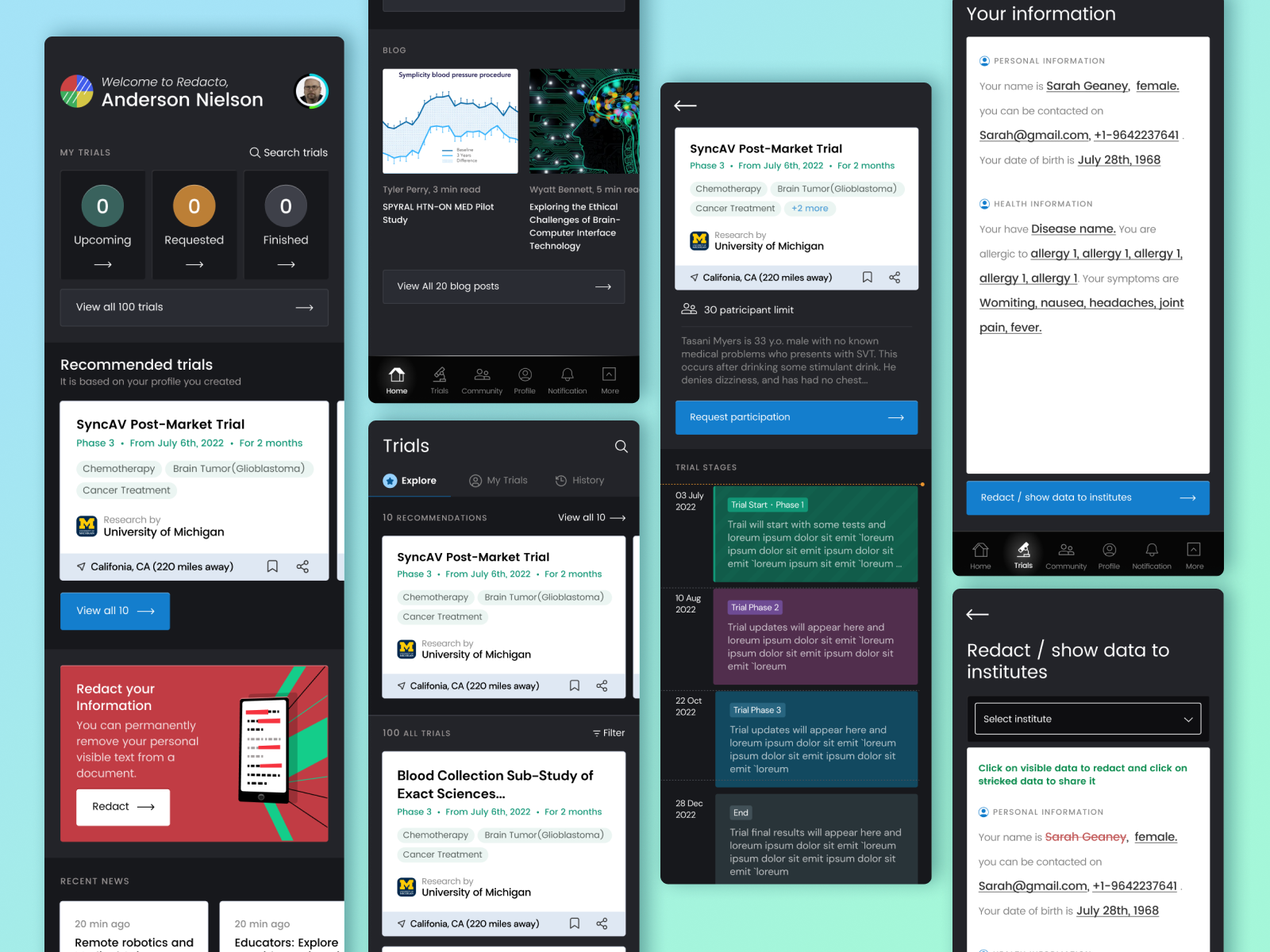 Redacto App app design cards design concept design dark theme ui ui design ux ux design