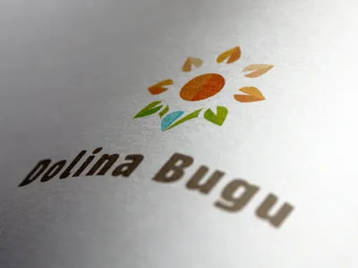 Dolina Bugu brand branding calm drop leaf leaves logo logotype mark ray recreation relax relaxing resort river sign sun sunray valley warm water