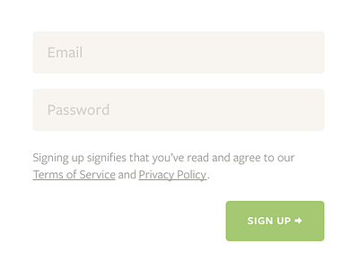 Signup form freight sans small caps