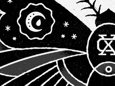 Superstition blksmith emblem halftone icon illustration moth smith superstitious texture