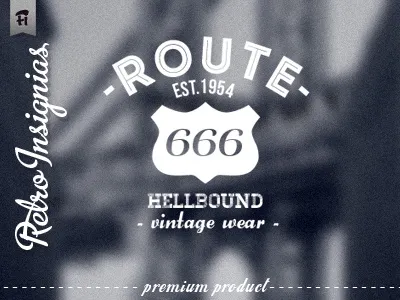 Retro Insignia badge banner logo monochromatic monogram print psd retro sticker vintage