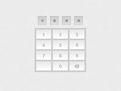 Pin Pad application buttons delete dots grey numbers pad pin responsive web