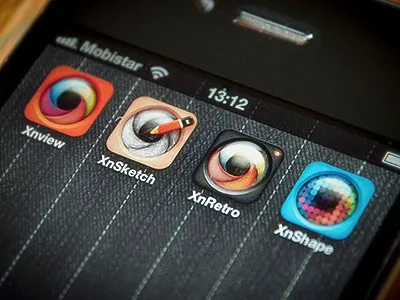 Xn family mobile apps icons camera fx icons mobile retro shape sketch xn