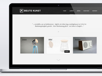 Beute Kunst Screen Design black clean grunge lamps minimal retro vintage website white
