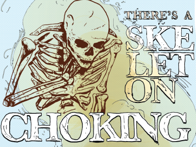 There's A Skeleton Choking On A Crust Of Bread illustration poster print