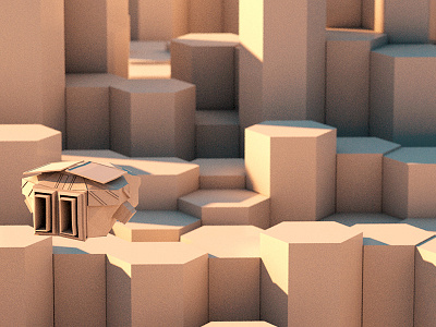 Hex Ruins 365things 3d c4d cinema 4d daylight exporation polygonal progressive progressive renderer ruins ship space spaceship starship sunrise test white