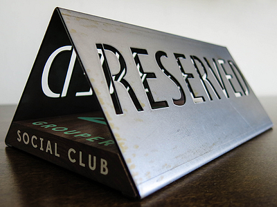 Grouper Reserved Sign custom die cut grouper grouper social club metal reserved sign walnut