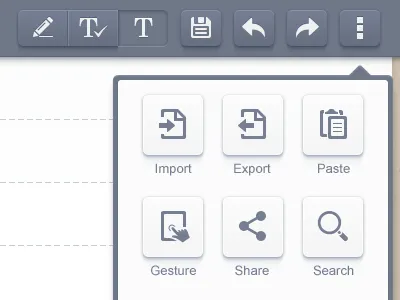Note App UI android app blue button celegorm china dark export gesture handwriting icon import more note panel paste save search settings share tab ui