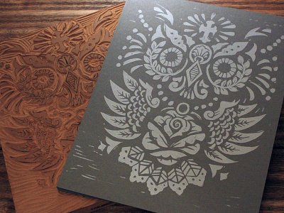 Solitude - Block Print americana art block print castle derrick derrick castle design drawing graphic design illustration ink linoblock nashville nashvillemafia owl rose solitude straw castle woodblock