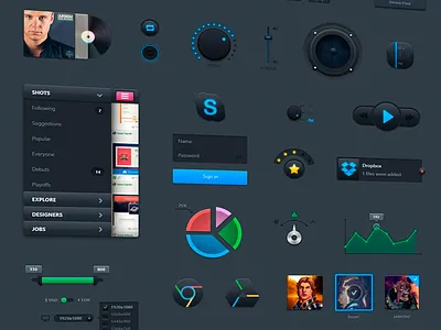 Putty Pack calendar cart chat clock cover download editor filter graph knob login notification pack picker player popup profile psd putty rating repeat selector side bar slider slideshow speaker switch timer tuner weather