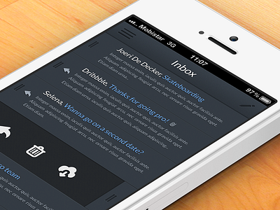 Dark Mail App app blue design gray mail ui iphone