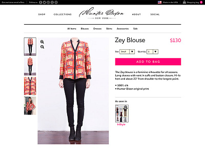 Hunter Dixon Online Store fashion product page retail